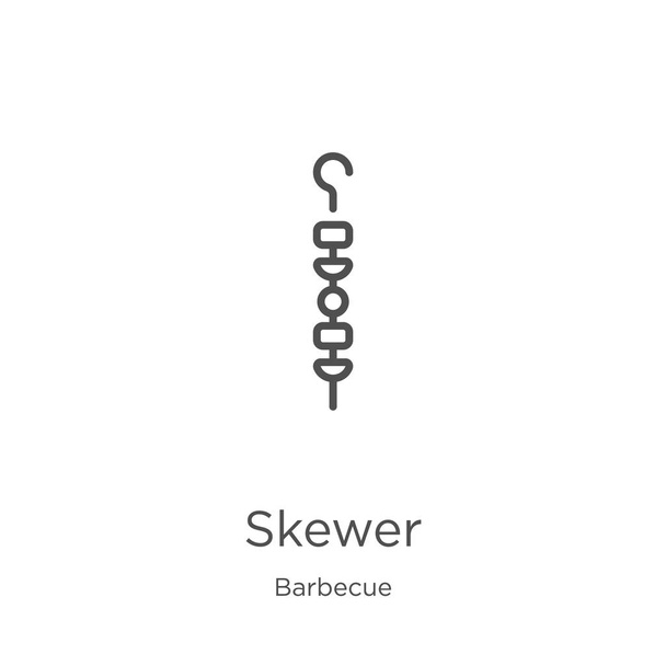 skewer icon vector from barbecue collection. Thin line skewer outline icon vector illustration. Outline, thin line skewer icon for website design and mobile, app development. - Vector, Image