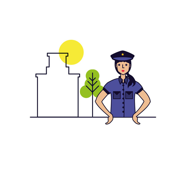 policier femelle avec paysage urbain
 - Vecteur, image