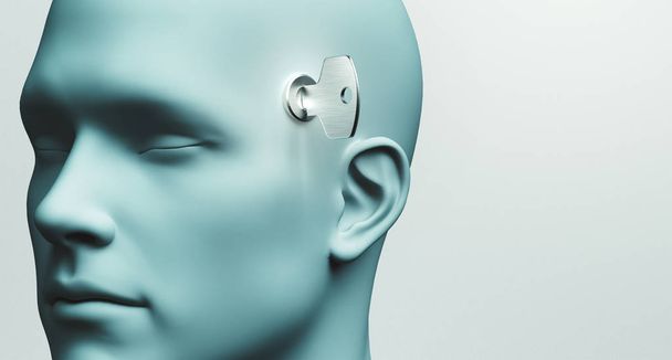 Голова или мозг с ключом, 3D рендеринг
 - Фото, изображение