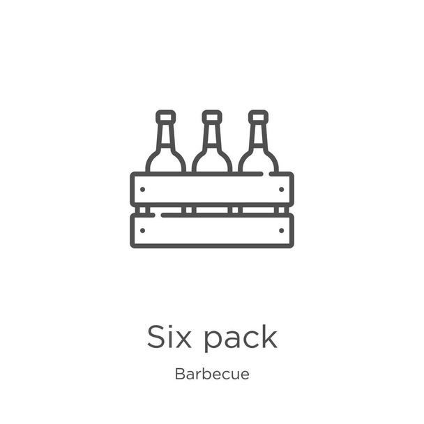 Sixpack Symbolvektor aus der Barbecue-Kollektion. Thin Line Six Pack umreißt Icon-Vektor-Illustration. Umriss, dünne Linie Sixpack-Symbol für Website-Design und mobile, App-Entwicklung. - Vektor, Bild