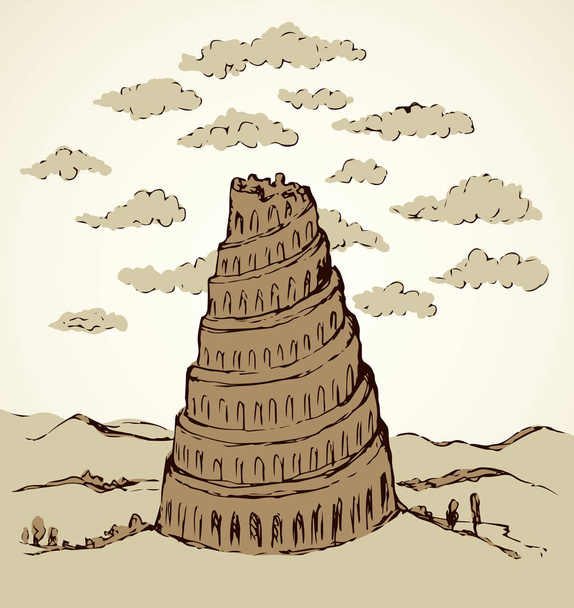 Wieża Babel. Wektor rysunek - Wektor, obraz