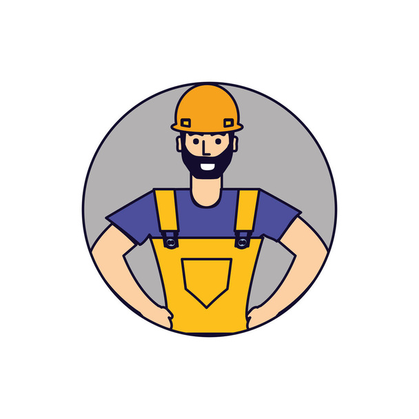 obrero constructor hombre en marco circular
 - Vector, imagen