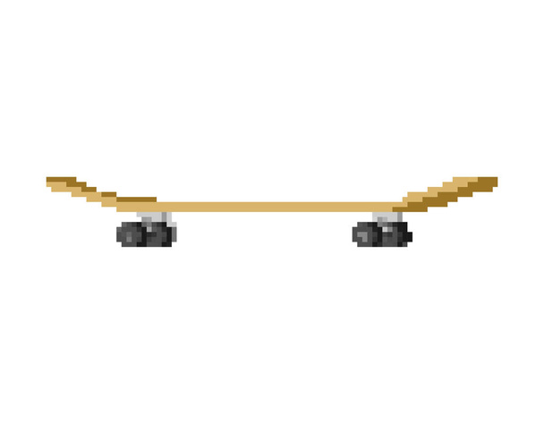 スケートボードピクセルアート。8ビットに乗るためのボード。古いゲームグラフィックス - ベクター画像