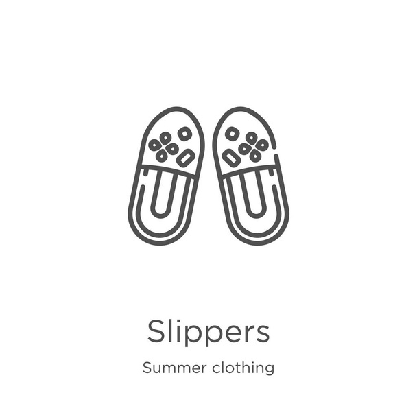 slippers icon vector from summer clothing collection. Thin line slippers outline icon vector illustration. Outline, thin line slippers icon for website design and mobile, app development. - Vector, Image