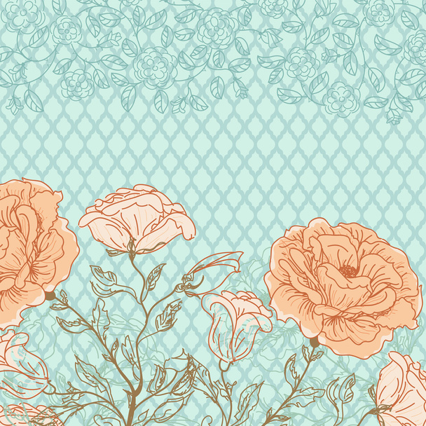 Vector doodle rose background - Vektör, Görsel