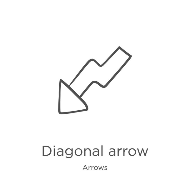 diagonal arrow icon vector from arrows collection. Thin line diagonal arrow outline icon vector illustration. Outline, thin line diagonal arrow icon for website design and mobile, app development. - Vector, Image