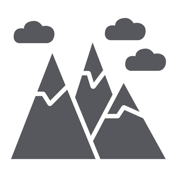 Ікона в горах, пейзаж і пік, скельний знак, векторна графіка, суцільний візерунок на білому тлі
. - Вектор, зображення