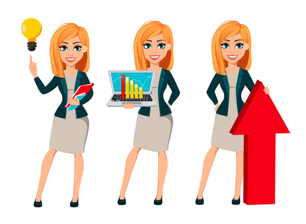 Cartoon karakter zakenvrouw met blond haar - Vector, afbeelding