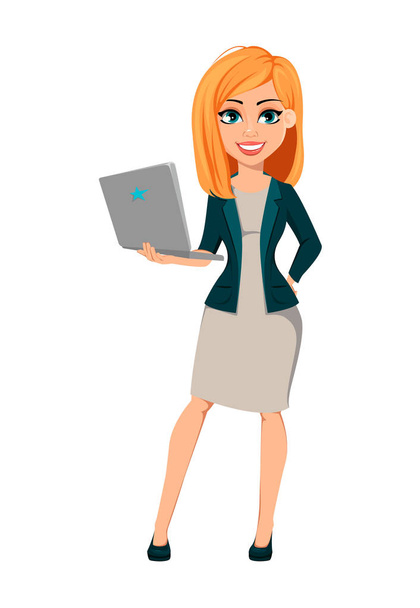 Cartoon character businesswoman with blonde hair - Vector, Image