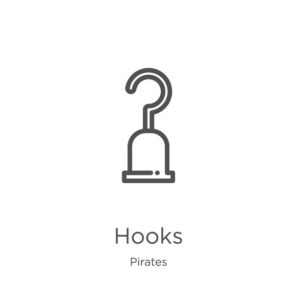 hooks icon vector from pirates collection. Thin line hooks outline icon vector illustration. Outline, thin line hooks icon for website design and mobile, app development. - Vector, Image