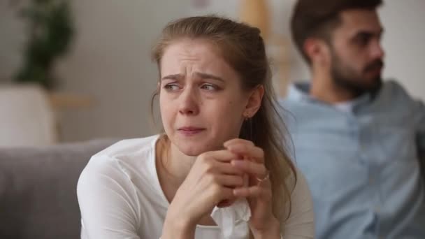 Depressed crying young woman wife upset about family fights - Záběry, video