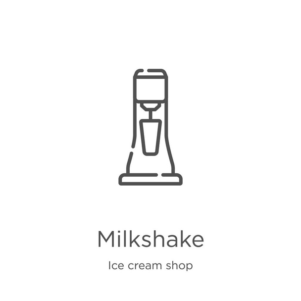 milkshake vector icono de la colección de heladería. Línea delgada milkshake contorno icono vector ilustración. Esquema, icono de batido de línea delgada para el diseño del sitio web y móvil, desarrollo de aplicaciones
. - Vector, imagen