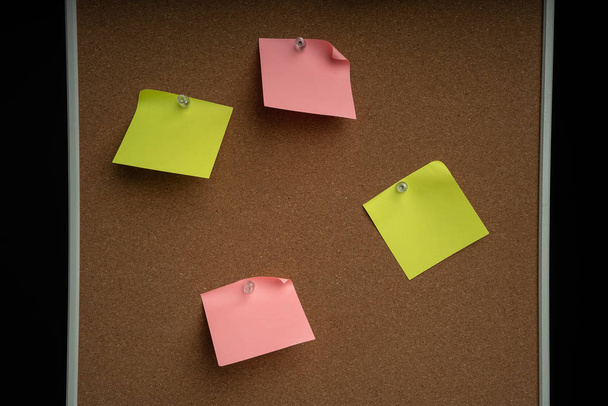 notebook blank paper sheet on corkboard in the office white wall - Photo, Image