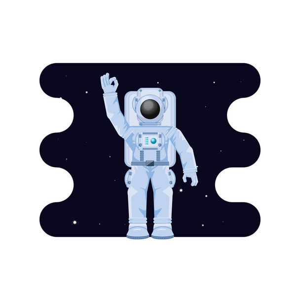 χαρακτήρας αστροναύτη στην διαστημική σκηνή - Διάνυσμα, εικόνα