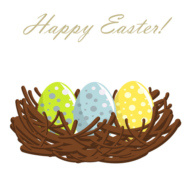 Easter eggs in nest - Vector, Image