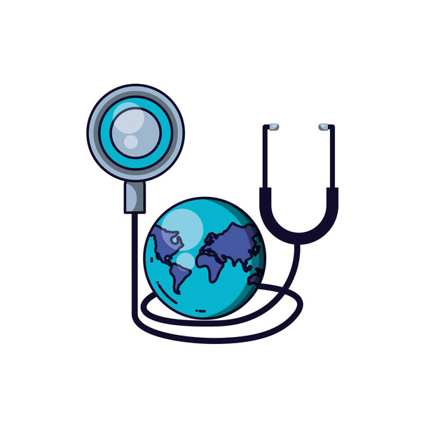stetoskop lékařská s planetou Earth - Vektor, obrázek