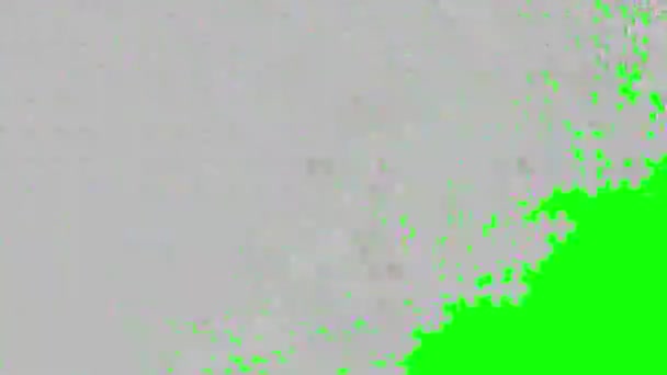 フラットな255緑色の画面上の7イン/アウトジグソーパズルピースのピース遷移. - 映像、動画