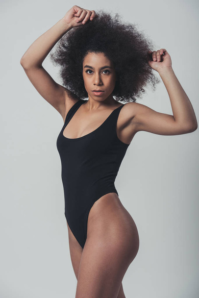 Afro American woman in lingerie - 写真・画像