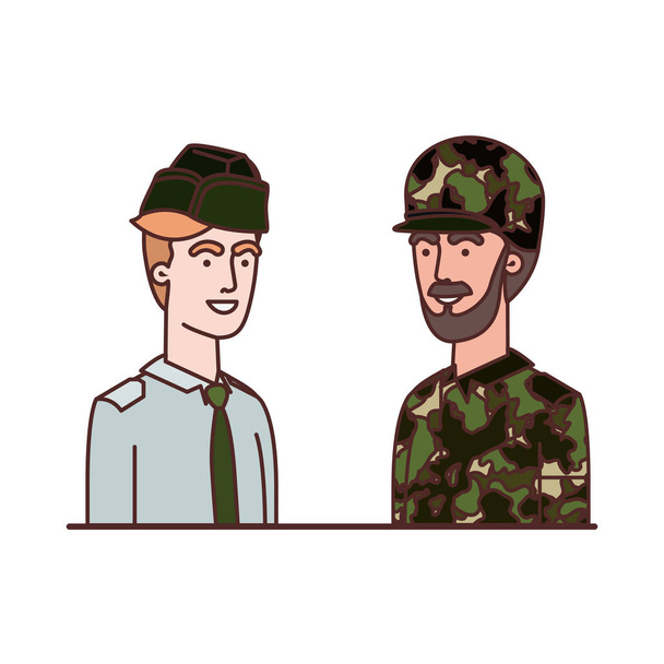 мужчины-солдаты воинственного характера
 - Вектор,изображение
