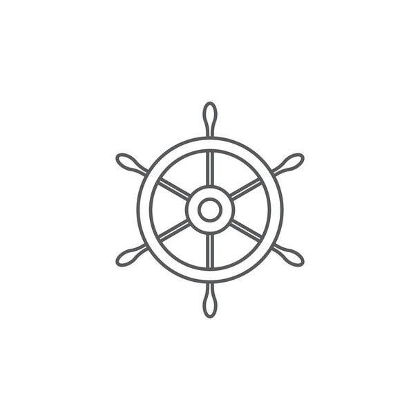 Hajó kormánykerék vektoros ikon izolált fehér háttér - Vektor, kép