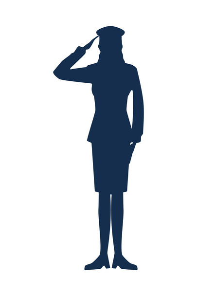 militaire vrouw silhouet pictogram - Vector, afbeelding