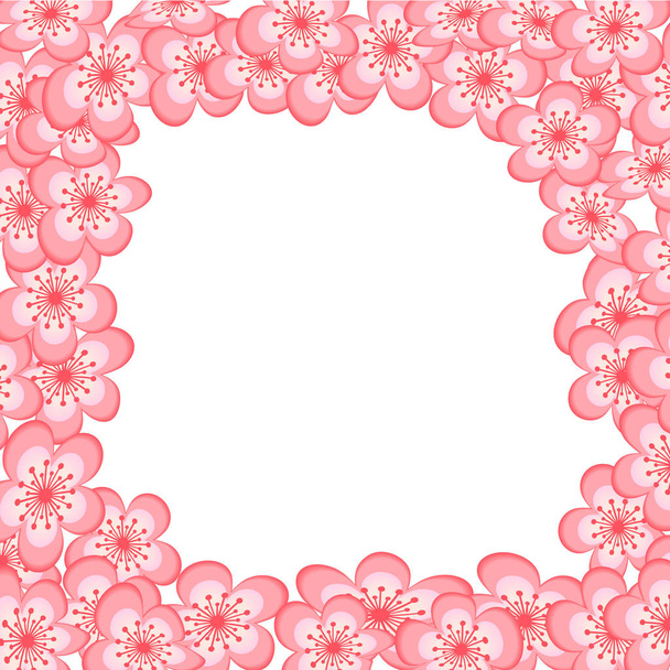 Flores rosadas con cinco pétalos sobre un fondo blanco
 - Vector, Imagen