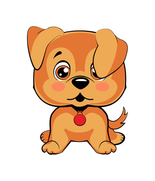 Emoji character cartoon dog embarrassed, shy and blushes sticker emoticon - Vector, Image