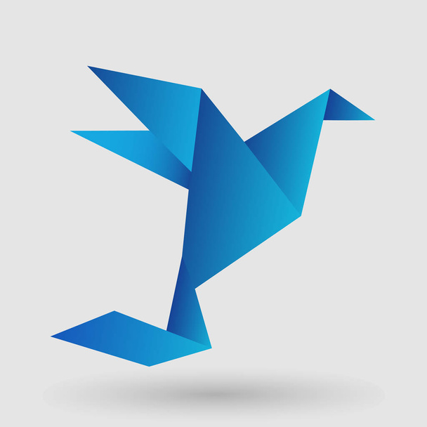 Kék origami Bird Paper Craft repülő frame Art elszigetelt a háttérben - Vektor, kép