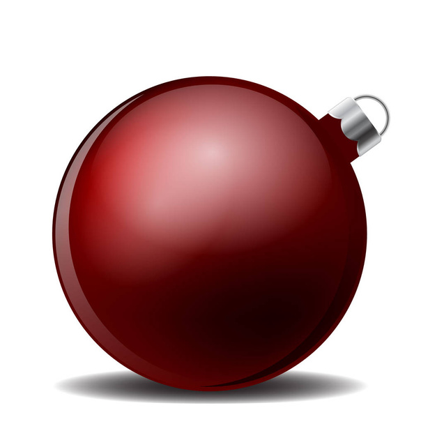 red christmas ball with shadow that lies on its side - Vector, Image