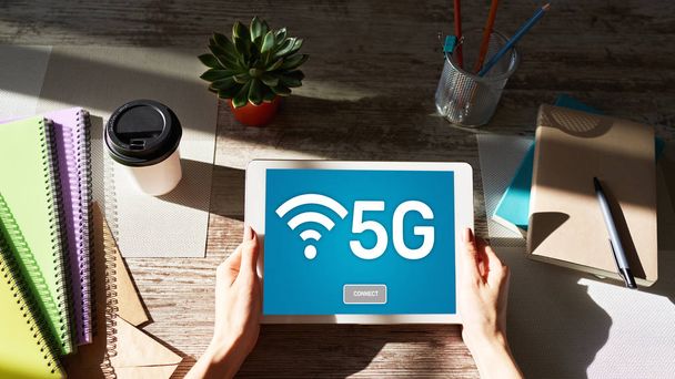 5g Fast mobile internet connection, Ne generation communication and modern technology concept. - Photo, Image