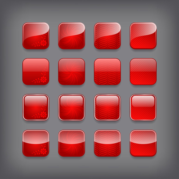 Set of blank red buttons - Vetor, Imagem