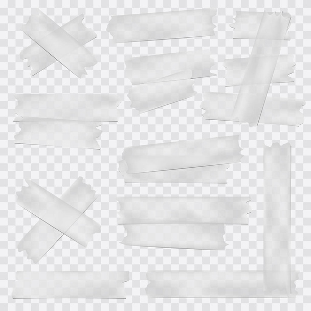 White adhesive, sticky, masking, duct tape strips for text are on squared white background. Vector illustration - Vector, Image