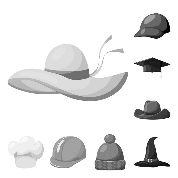 Vector design of hat and helmet symbol. Set of hat and profession vector icon for stock. - Vektori, kuva