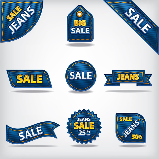 jeans sale labels and stickers - Vektor, Bild