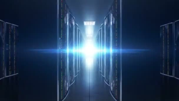 Servidores de almacenamiento en la nube en la sala de servidores oscuros
 - Metraje, vídeo
