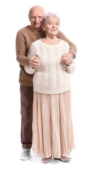 Portrait of senior couple on white background - Photo, Image