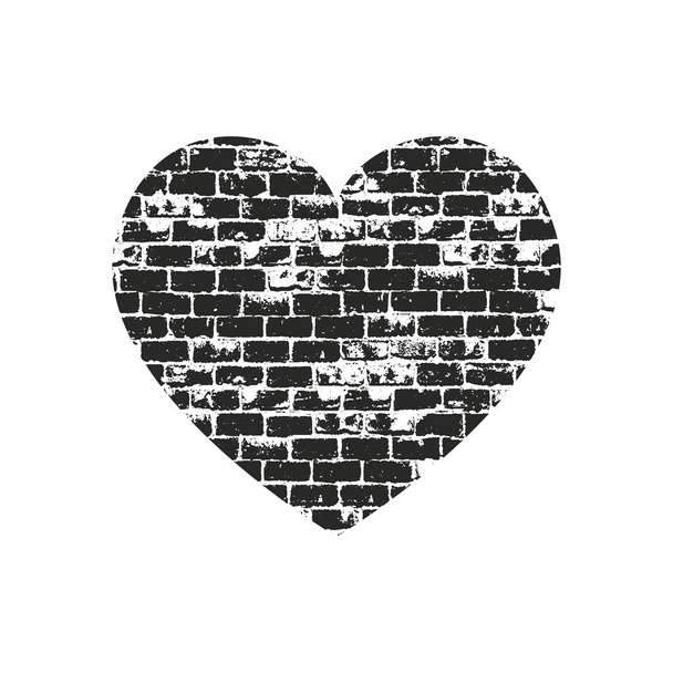 Isolated distress grunge heart with concrete texture. Element for greeting card, Valentine s Day, wedding. Creative concept. - Vector, Image