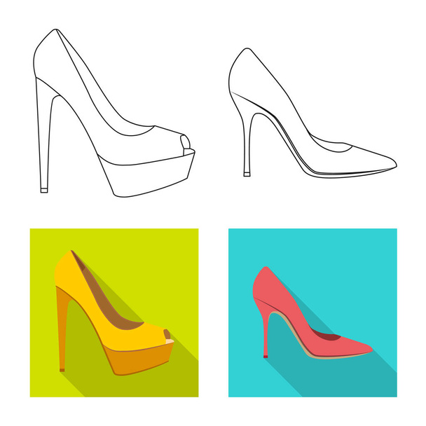 Vector design of footwear and woman sign. Collection of footwear and foot stock symbol for web. - Vettoriali, immagini