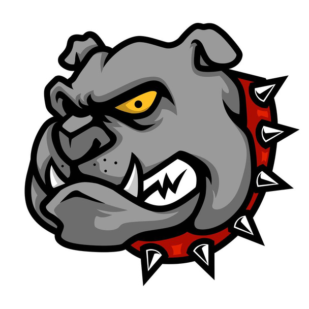 Bulldog Head Mascot Illustration in Cartoon Style - Vector, Imagen