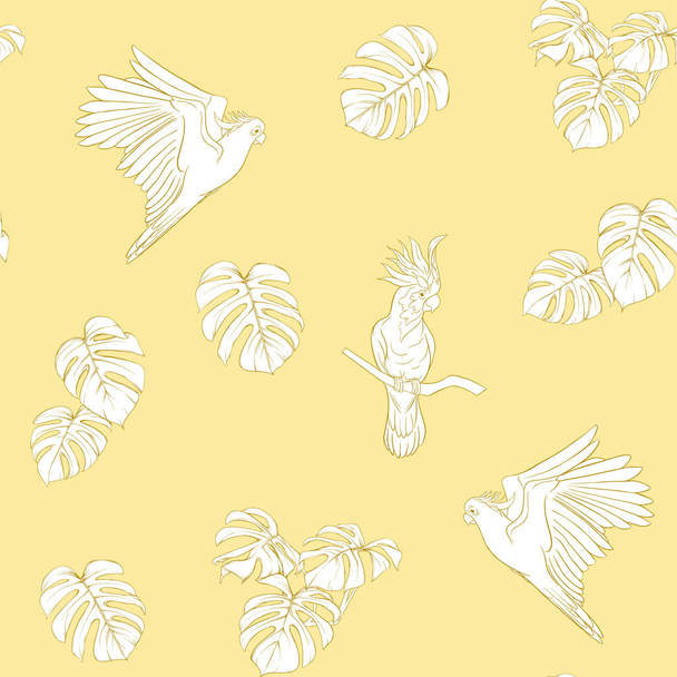 Seamless pattern, background with tropical birds - Vetor, Imagem