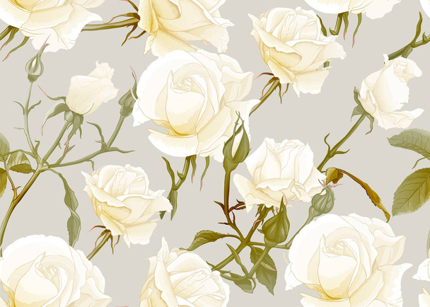 Roses seamless pattern - Wektor, obraz