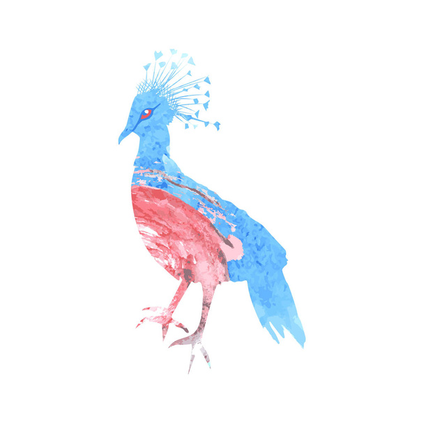 Силуэт голубя с голубой и розовой акварелью
 - Вектор,изображение