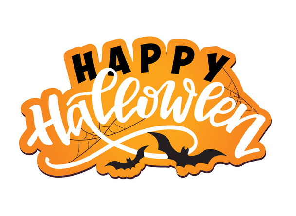 Happy Halloween  hand drawn doodle lettering label art banner poster template - Vektor, kép