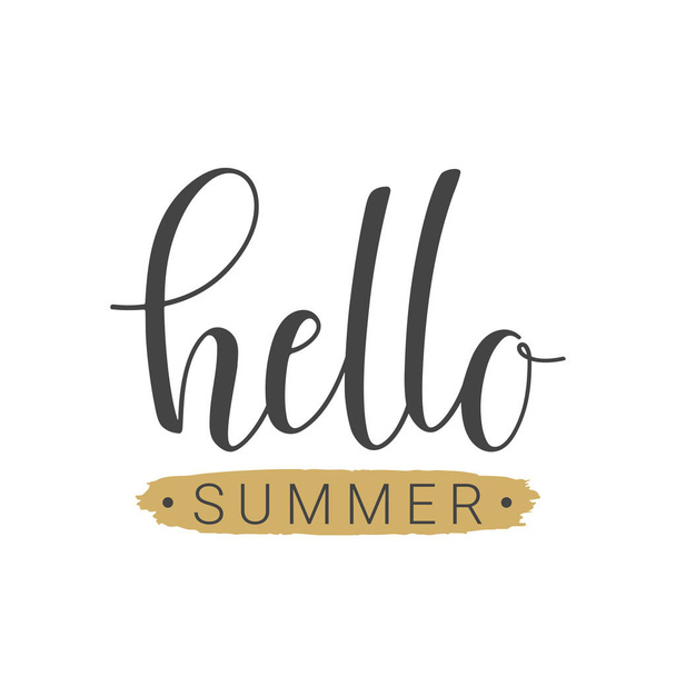 Handwritten lettering of Hello Summer on white background - Vetor, Imagem