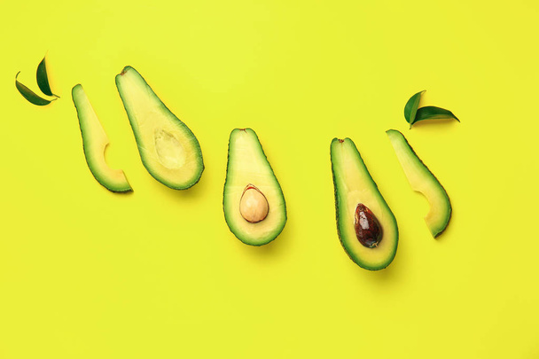 Fresh avocado on color background - Fotó, kép