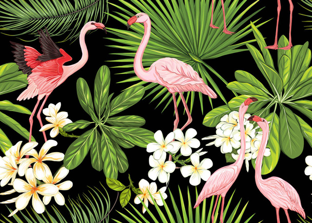 Seamless pattern, background with tropical plants - Vektor, obrázek
