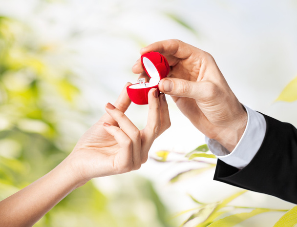 Couple with wedding ring and gift box - 写真・画像