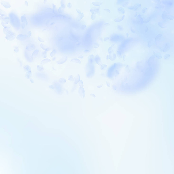 Light blue flower petals falling down. Flawless ro - Vector, Image