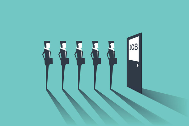 Businessmen waiting for job interview. Simple concept with working situation, recruitment or hiring. - Vector, Image