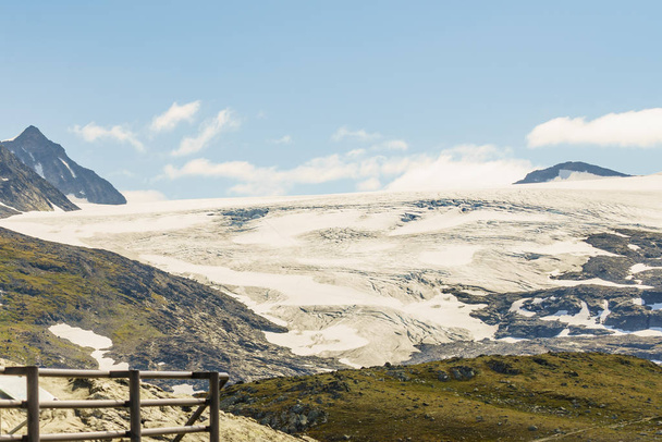 Mountains with ice glacier. Road Sognefjellet, Norway - Fotó, kép